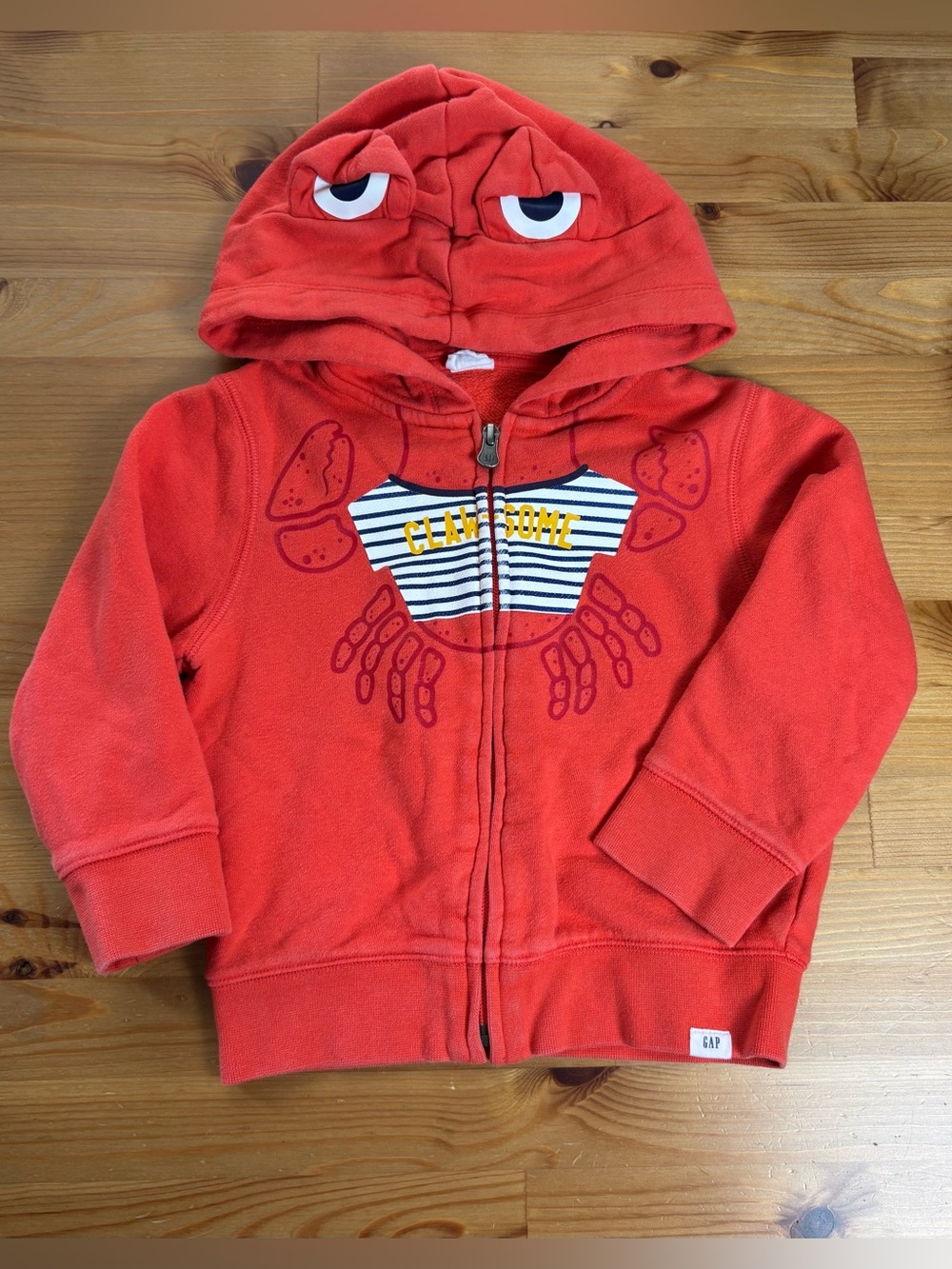 Baby GAP Claw-Some Crab Full Zip Hoodie Size 3